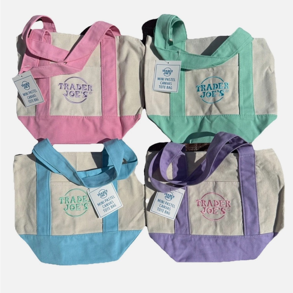 Mini Pastel Canvas Tote Bag Set